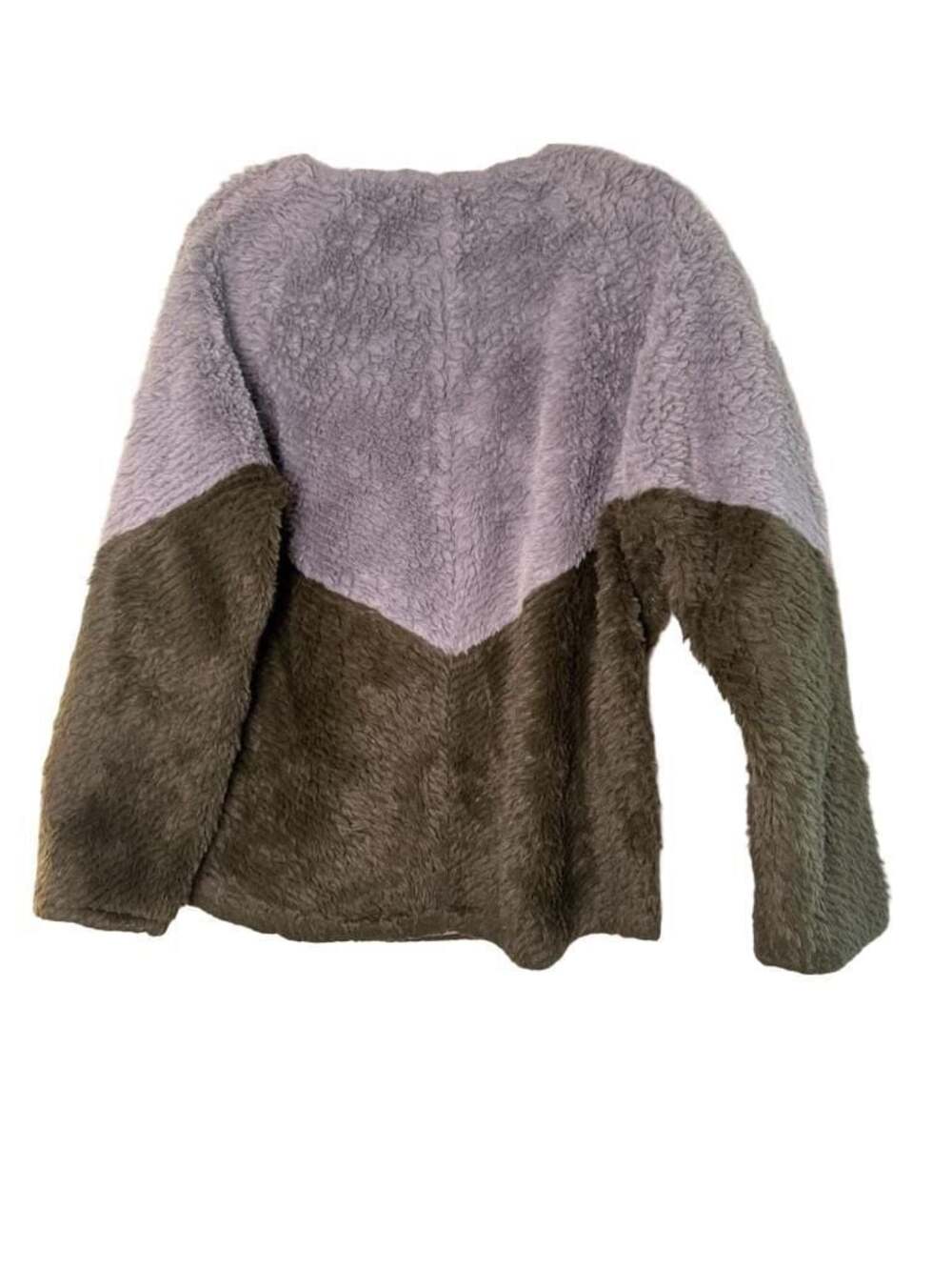 Joy Joy Chevron Pattern Faux Fur Zip-Up Jacket